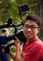 Documentarian Hao Zhang filming on location