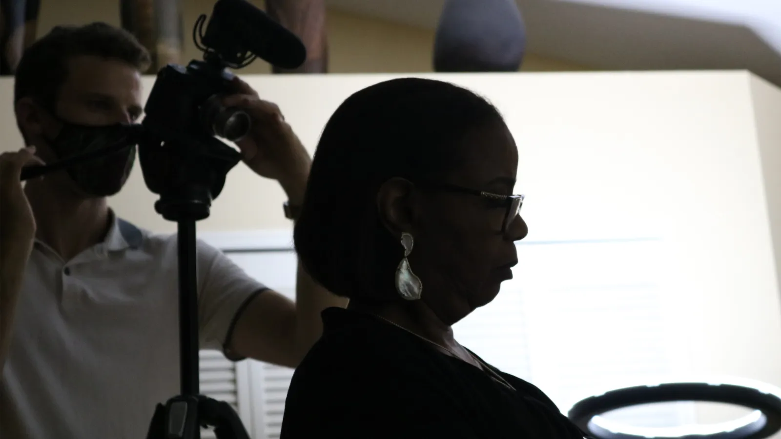 Louis Armstong's daughter, Sharon, prepping for filming. 